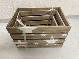 Sternen Holz Kiste 3 Stk. Zusammen NEU 36x25 cm