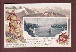 Gruss aus BASEL - Tell - 1900Litho Riggenbach