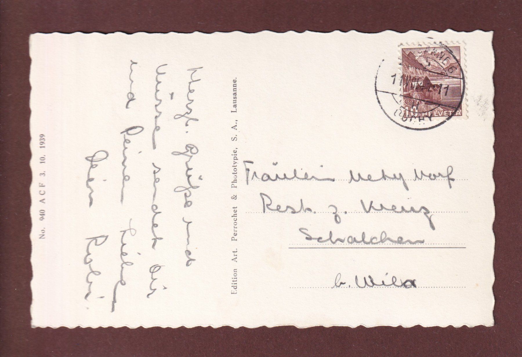Cartoline postali: VOILIER du Lac Léman - 1941 – Usato da Pully venduto da nicecards 1