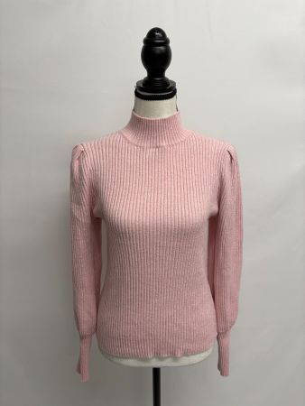 Only rosa Strickpullover Stehkragen L Viskose gerippt