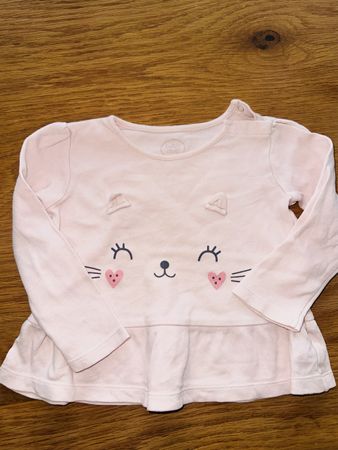 Baby Club Langarmshirt, Gr. 80, Rosa mit Katzenmotiv!