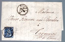 1865 FALTBRIEF BASEL - LAUSANNE SITZENDE HELVETIA 10 FRANCO