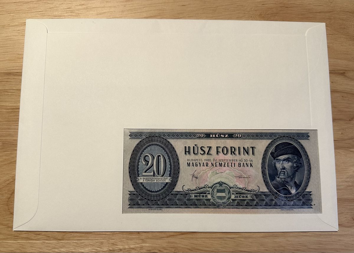 Banconote: Banknoten Brief Ungarn 20 Forint – Nuovo e nell'imballaggio originale da Oberbüren venduto da dreikapuziner 1