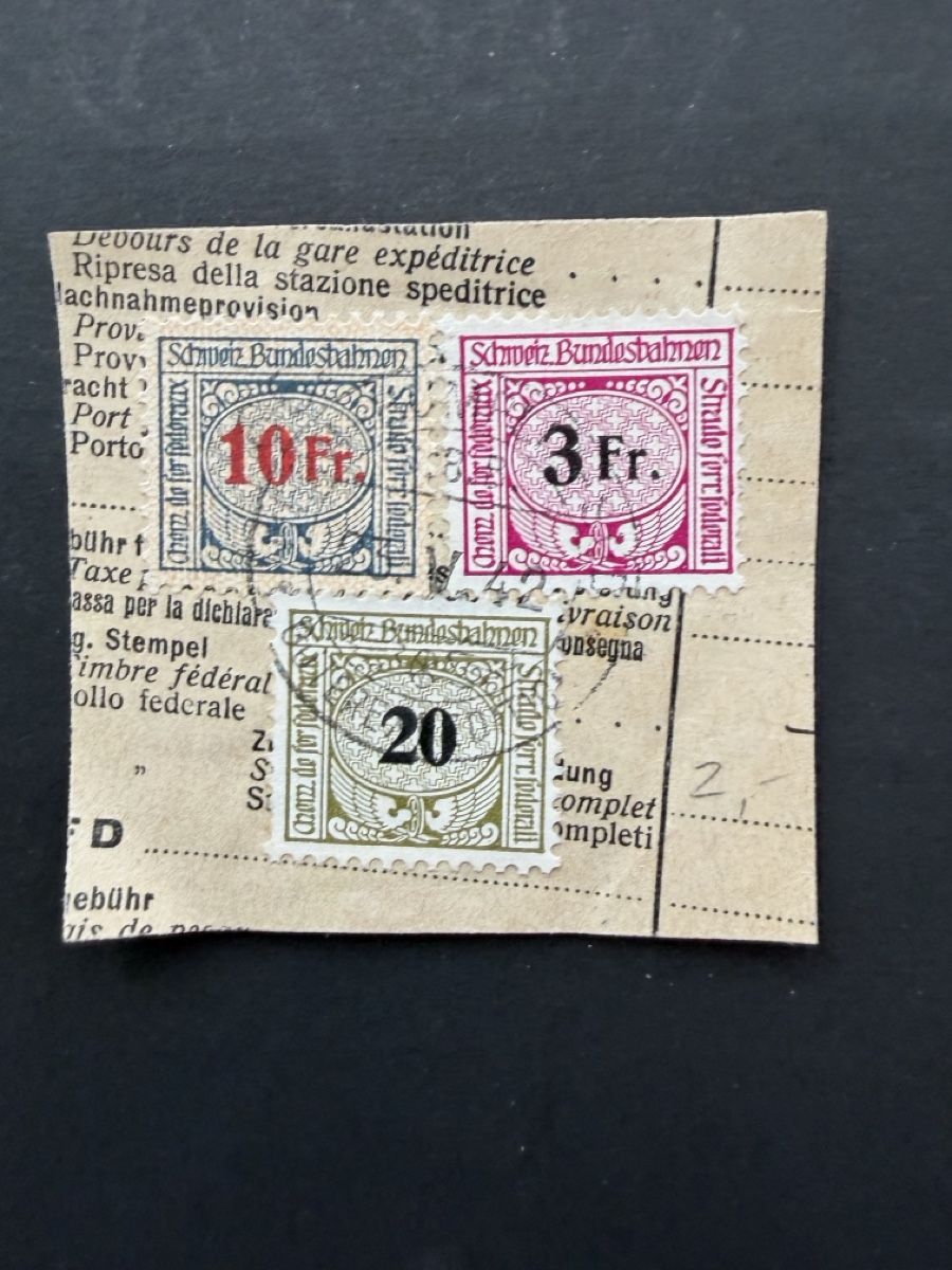 Tutti i francobolli: Bahnportomarken Schweiz 10F, 3F und 0.20F – Usato da Meierskappel venduto da Hala03