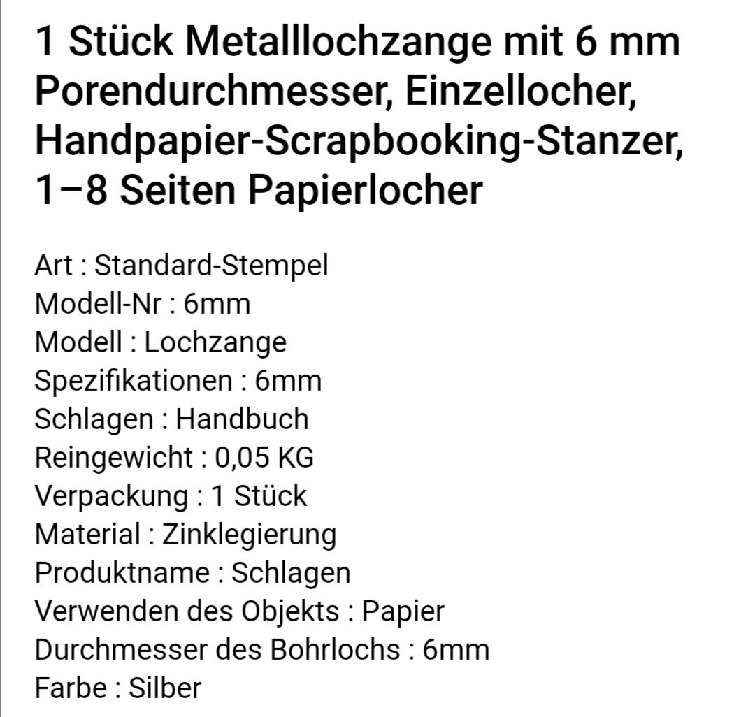 Tutti gli attrezzi: Metalllochzange 6mm – Nuovo e nell'imballaggio originale da Lungern venduto da SpideyPrince 4