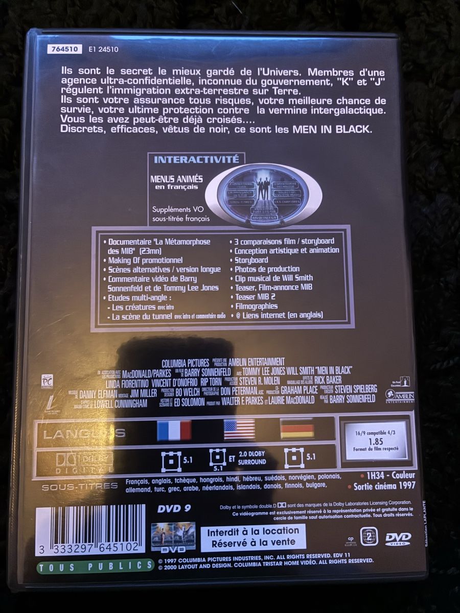 Tous les DVDs: DVD Men In Black – D'occasion à Neyruz FR par Shcc17 1