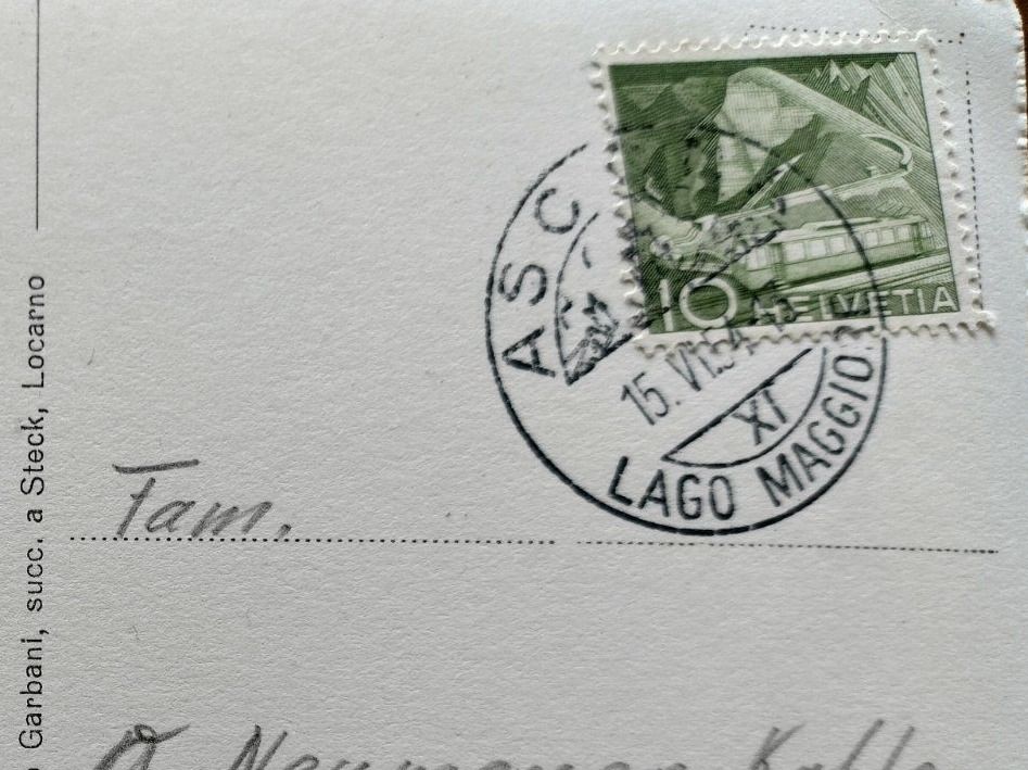 Cartoline postali: Ansichtskarte Ascona 1954 – Usato da Wildhaus venduto da Hukwildhaus 1