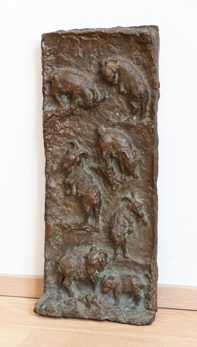 Sculture & Statue: Erich Glauer - Steinböcke, Bronzerelief – Usato da Basel venduto da bigmbh 1