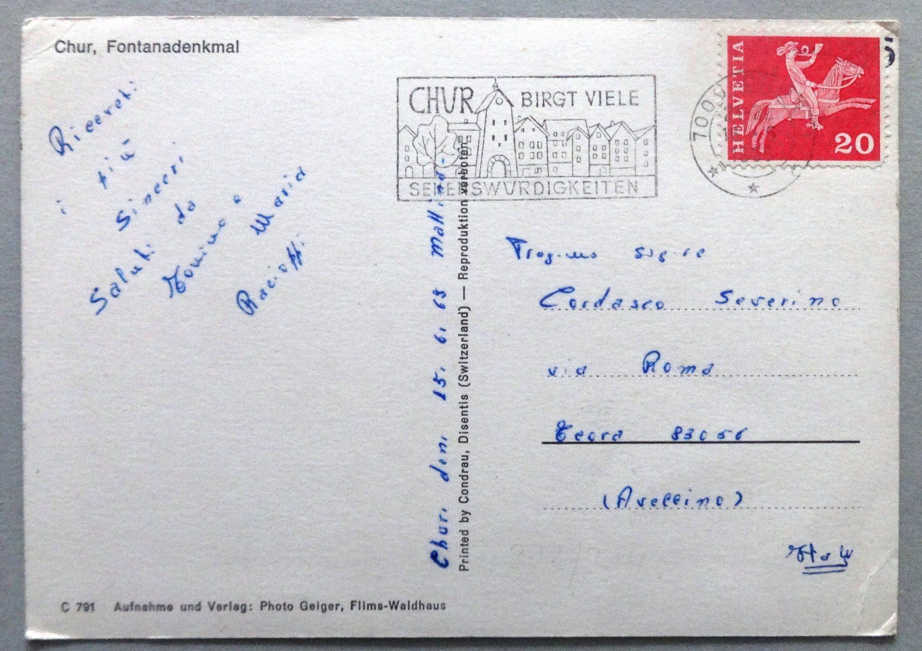 Cartes postales: Chur, Fontanadenkmal – Défectueux à Fétigny par Billy2miny 1