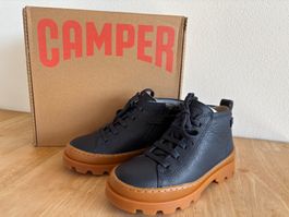 Camper Kinder Stiefel 29 Leder Brutus NEU Fell blau Boots