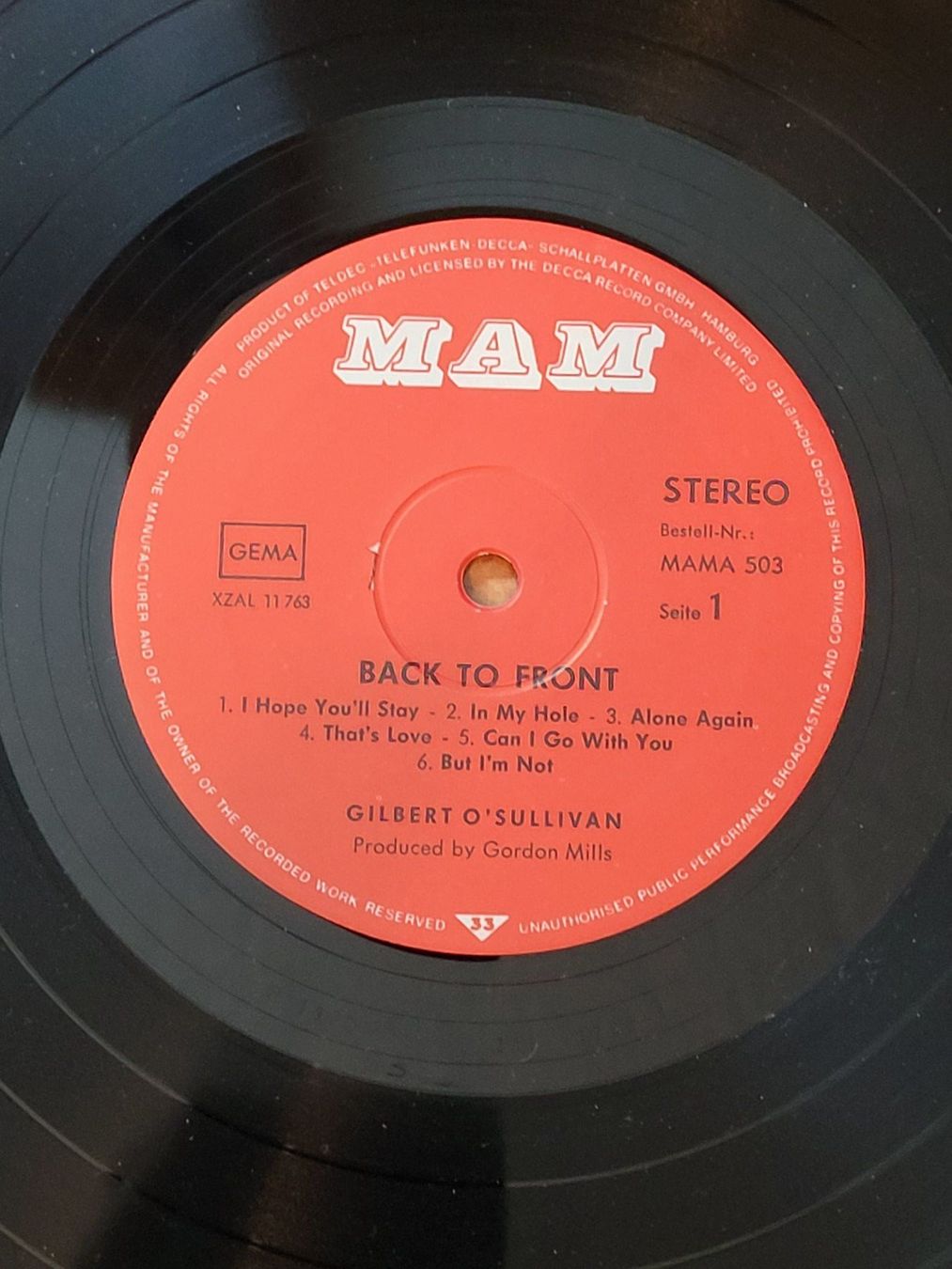 Dischi in vinile: Gilbert O'Sullivan - Back To Front - Vinyle 33T – Usato da La Chaux-de-Fonds venduto da reu_kx5l 3