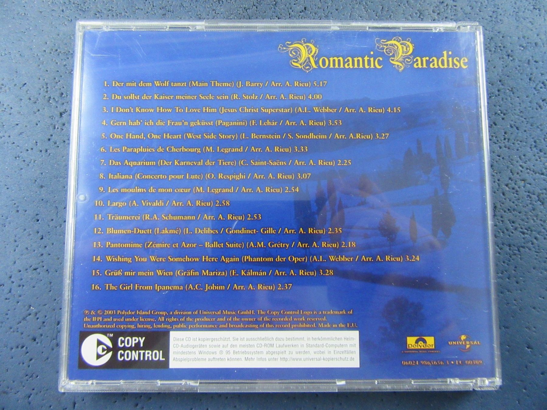 CD: ANDRE RIEU CD ROMANTIC PARADIES – Usato da Ettingen venduto da Hausi4711 1