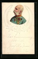 Papierkunst-CPA Kaiser Franz Josef I. vo