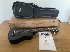 MAX Ukulele UKEY Set Soprano Schwarz 21 Zoll