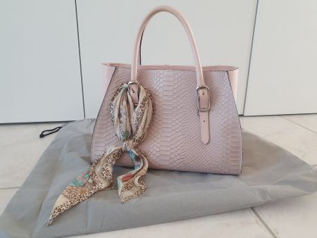 Handtasche Leder Rosa mit Kroko-Optik