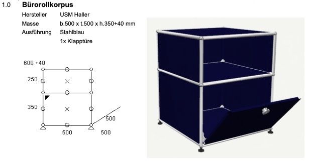 USM Armadi: USM Haller Korpus/Container Blau – Usato da Bäch SZ venduto da W_B 5