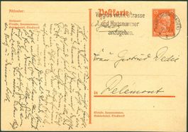 1927_DR-Postkarte (GS) von Karlsruhe (Baden) nach Delémont