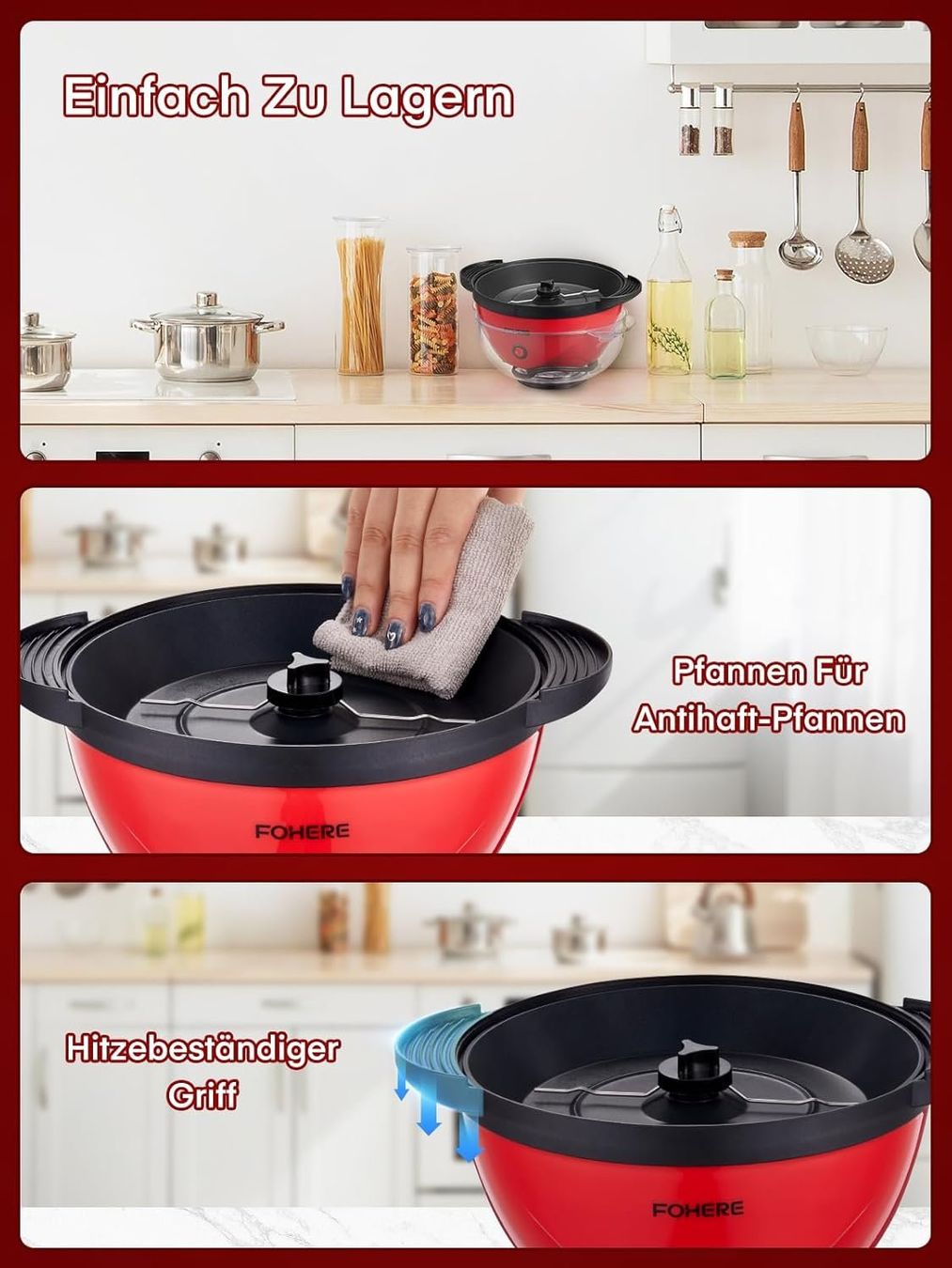 Elettrodomestici da cucina: Popcornmaschine 3,5L rot elektrisch Popcorn Maker – Nuovo e nell'imballaggio originale da Wittenbach venduto da VELARO 6