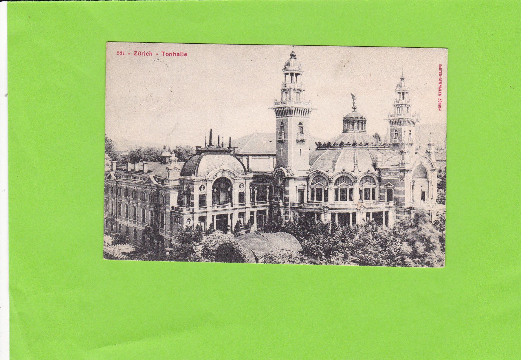 Cartoline postali: Zürich-Tonhalle--1908 – Usato da St. Peterzell venduto da neckertal