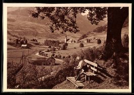 AK Schwende /App., Schwendetal mit Tal mit Kirche und Bahnli