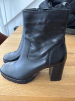 Elegante Damen Stiefeletten aus Leder, Schwarz, Grösse 40
