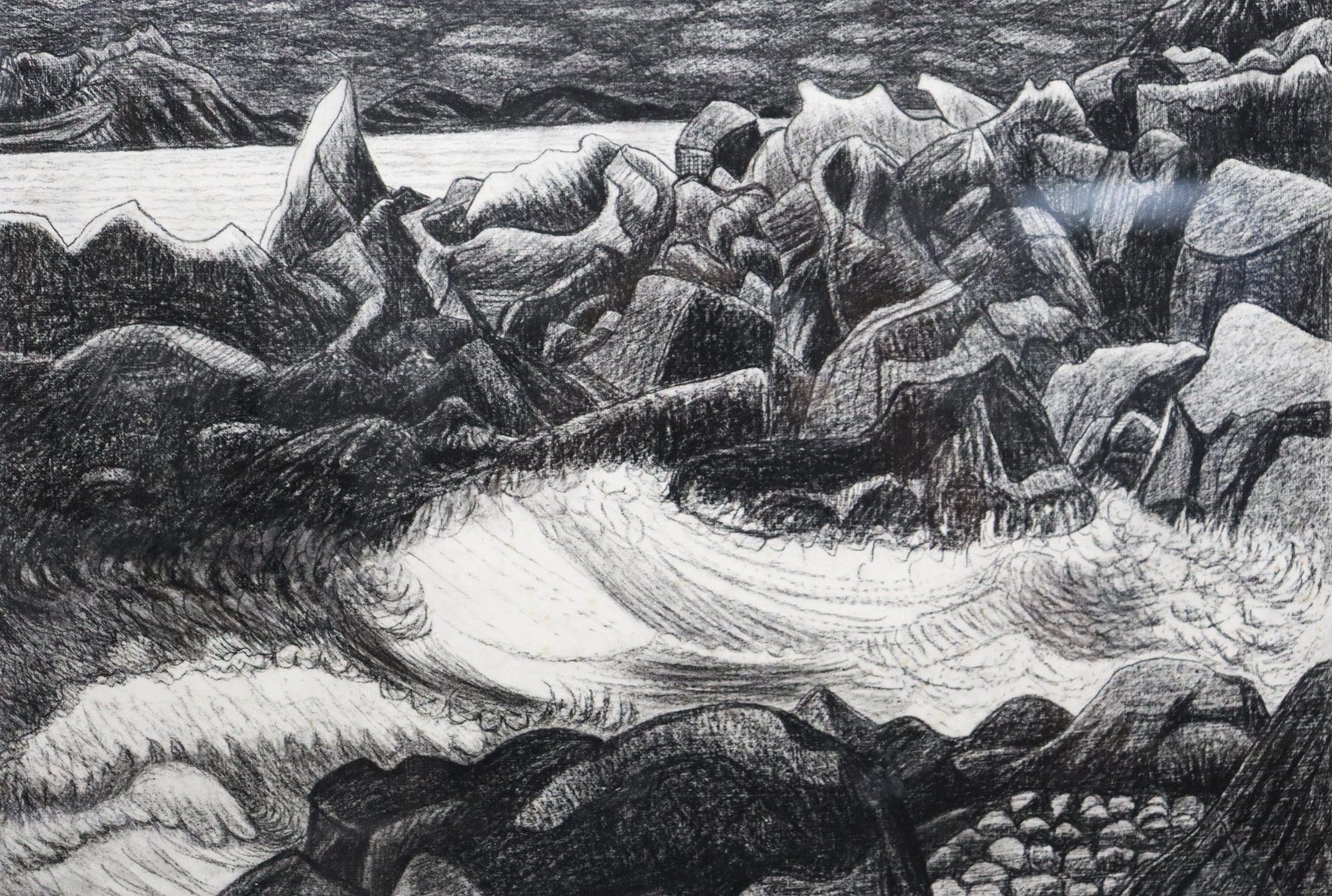Dipinti: Monika Buchmann-Helbling 1925-2004, Kohlestift "Küste" – Usato da Zug venduto da Kunst-Fundgrube 1