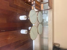 Beistelltische Marmoroptik Rund Messinggestell 4er Set gu...