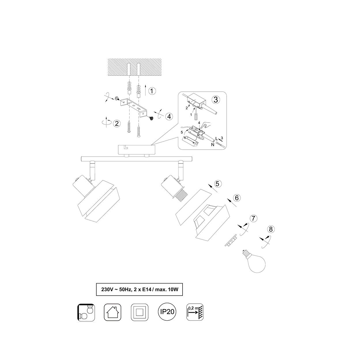 Lampadari & plafoniere: Strahler, 2er Spot, 38 cm x 12 cm – Nuovo (secondo la descrizione) da Kreuzlingen venduto da Smart-Light 5
