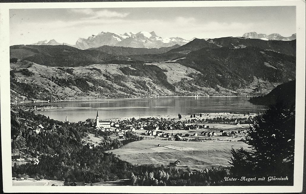 Cartoline postali: UNTER-AEGERI mit Glärnisch – Usato da Jona venduto da philajona