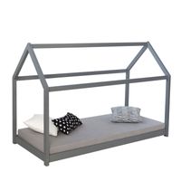 Kinderbett Kinderhaus Hausbett Holzbett grau 90x200 cm