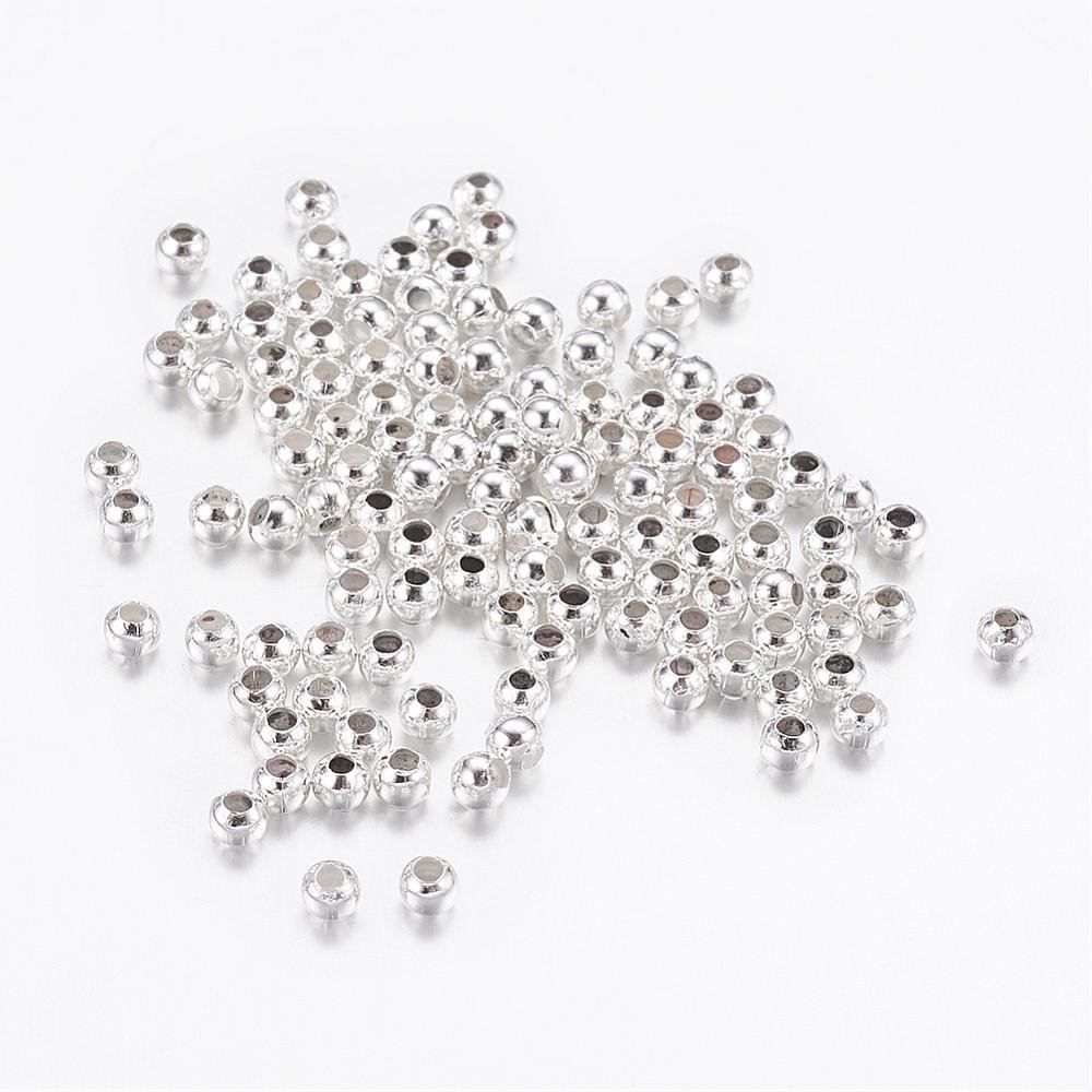 Perle (finte): 100 Perlen Metall versilbert 2,5x2mm – Nuovo (secondo la descrizione) da Alpnachstad venduto da perlengaby 1