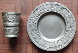 Appenzeller Zinnbecher und Teller