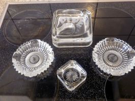 4 Aschenbecher, Pfeifenascher, Kristallglas, Vintage, Top