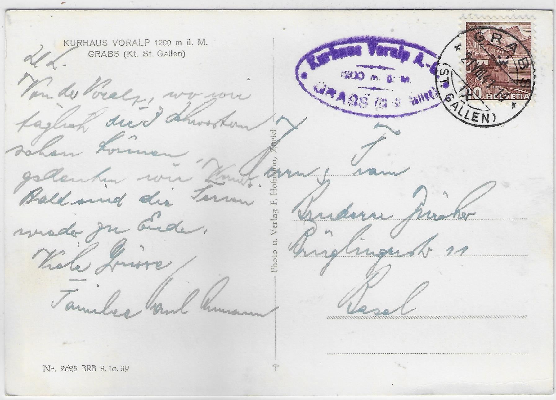 Cartoline postali: Kurhaus Voralp - Grabs – Usato da Ettingen venduto da Kartenplanet 1