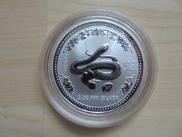 Lunar I Münze Schlange 2001 / 2 Unze Silber
