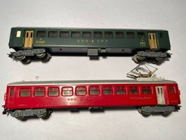 HAG Personenwagen 2.Kl  grün & Speisewagen rot SBB, AC