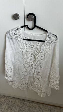Damen Sommer Tunika, Weiss, Spitze