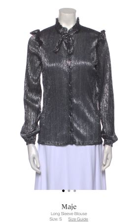 Maje long sleeve blouse, tie neck, new with tags