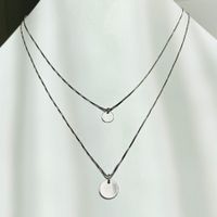 Kette 925 Silber layer rund Plättli fein Disc 50cm Klassiker