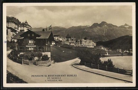 Cartoline postali: St. Moritz, Pension, Restaurant Surlej – Usato da Berlin venduto da bartko-reher