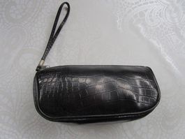 Necessaire Krokomuster schwarz Handgelenkschlaufe geb...