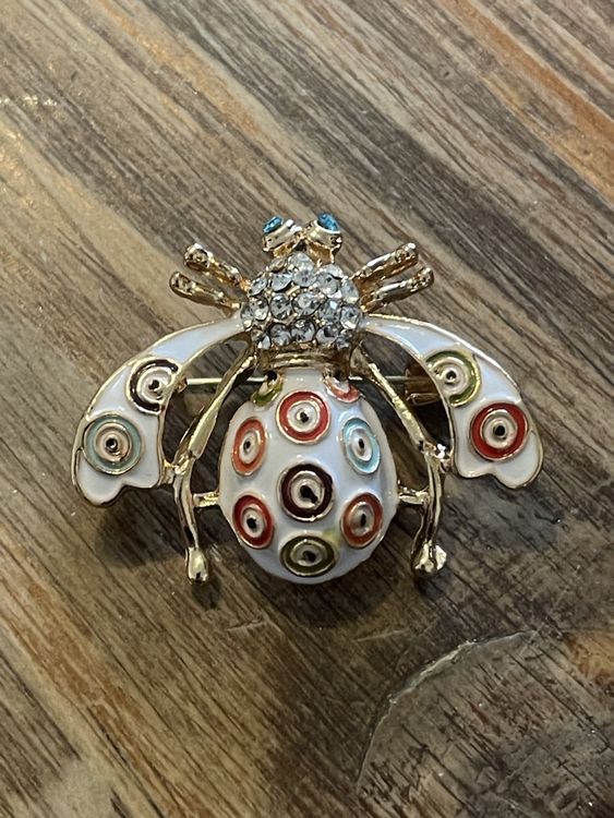 Broche émaillée Art Nouveau - Fleurs Tons Rose Et Violet, Métal, Vintage