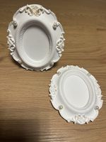 2 Shabby Chic Fotorahmen, oval, weiss