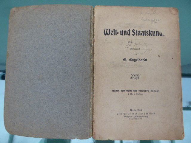 Bücher: Welt-u. Staatskunde von B.Engelhardt1910 – Gebraucht aus Zürich von Helios064 1