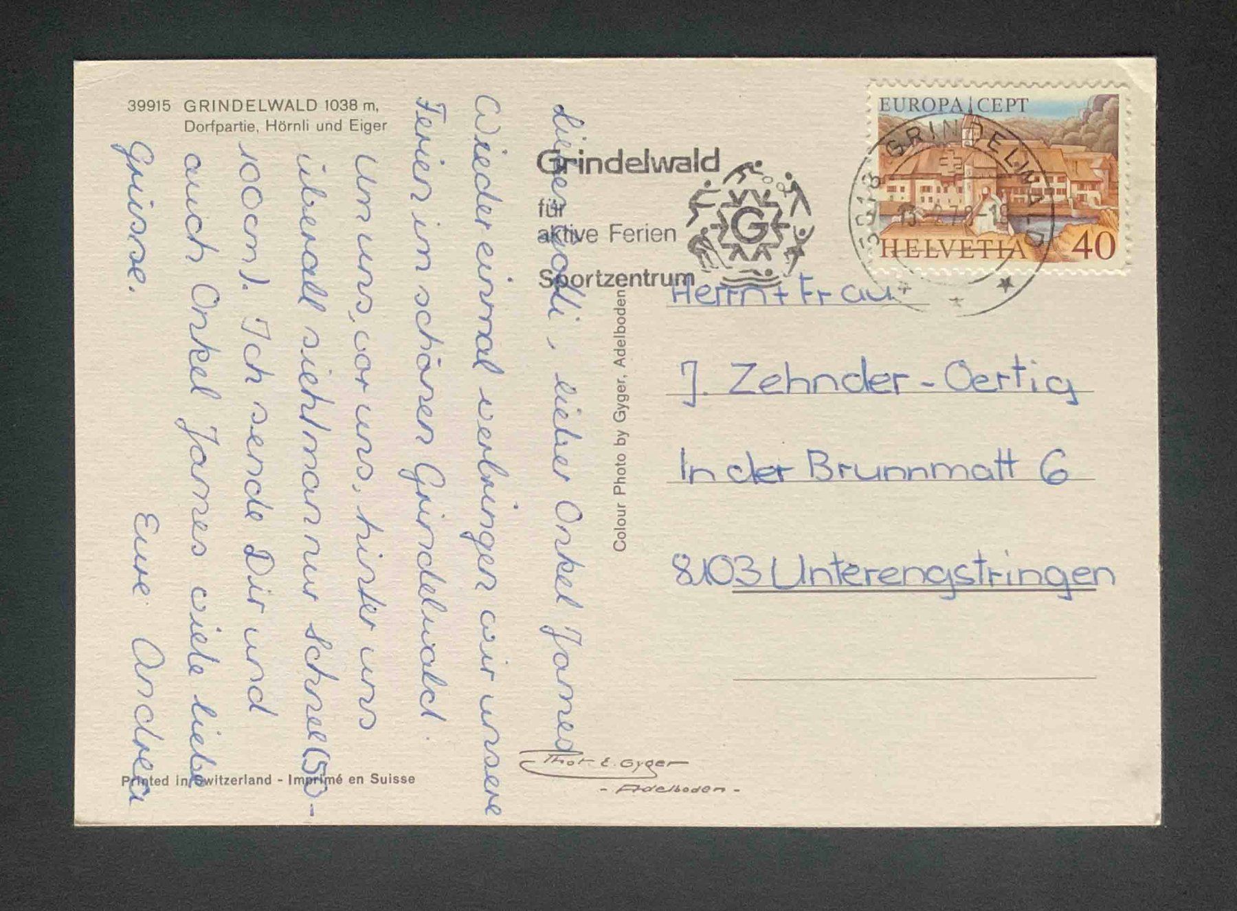 Cartoline postali: AK GRINDELWALD Dorfpartie Hörnli und Eiger – Usato da Goldau venduto da artelier1 1