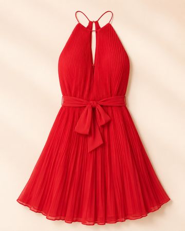 Pepe Jeans - Rotes Plisseekleid mit Schleife Grösse XS