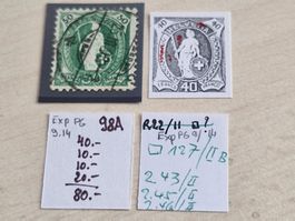 Stehende 98A, verschiedene Plattenfehler, ab 1.-
