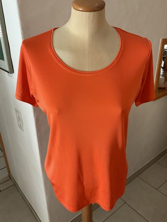 conmani Damen KA-Shirt 100% Seide Orange Grösse M Rundhals