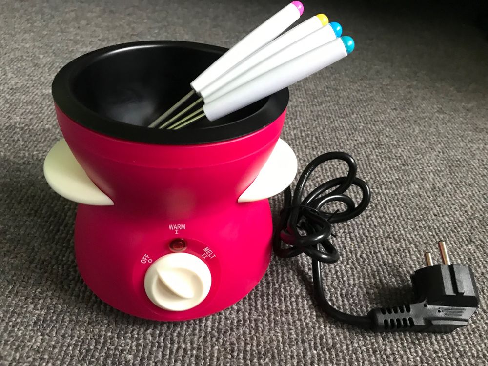 Keramik Schokoladenfondue-Set Mit 2 Gabeln  Tragbarer Butterwrmer &  Fonduetopf In Wei Oder Rot, Splmaschinenfest Fonduetopf Keramik Mit Gabeln