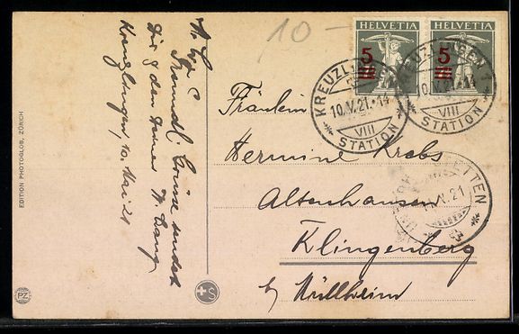 Cartoline postali: AK Kreuzlingen, Ortsansicht mit Seeblick – Usato da Berlin venduto da bartko-reher 1